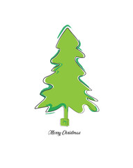 Merry Christmas tree outline greeting card vector illustration design. Greeting card. Xmas tree.