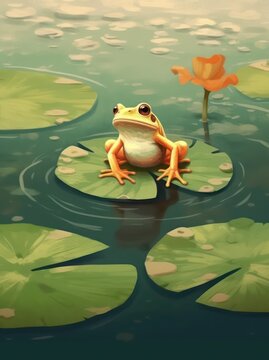 frog in the water