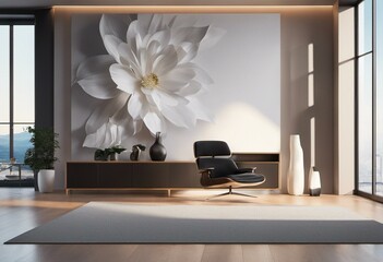 Contemporary living room in pastel tones - 654403405