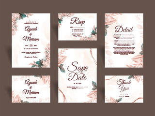 Modern Wedding Invitation Card Template with Beautiful Roses 