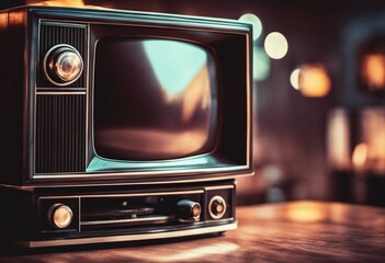 Retro old television on background. Vintage style filtered photo - 654404475