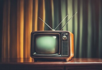 Retro old television on background. Vintage style filtered photo - 654404476