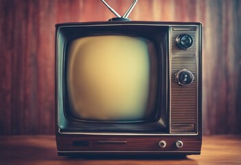 Retro old television on background. Vintage style filtered photo - 654404477