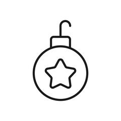 Obraz premium Christmas bauble ball linear icon. New year tree toy vector sign. Hanging xmas bauble toy ball icon. Christmas ball icon. Decorative tree toy vector symbol. 