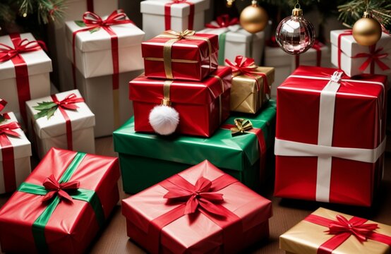 christmas presents background images, gifts boxes, Christmas celebration. 