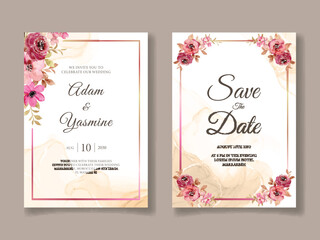 Modern Wedding Invitation Card Template with Beautiful Roses 