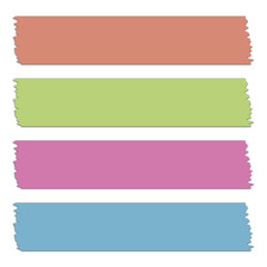 Washi tapes collection with shadows in vector. Pieces of decorative tape for scrapbooks. Set of colorful ribbons