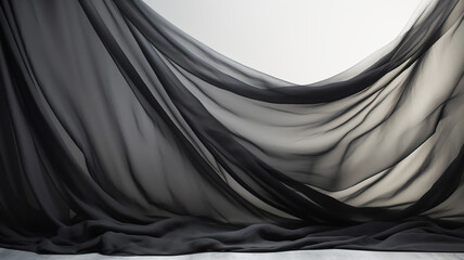 Draped and floating transparent curtain. AI generated - obrazy, fototapety, plakaty