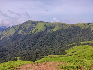 Hills and valleys beautiful view of the part of western ghat , Baba Budangiri, Chikkamagaluru, Karnataka India