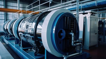 Fototapeta premium Vacuum circulation pump with electric generators at power station.