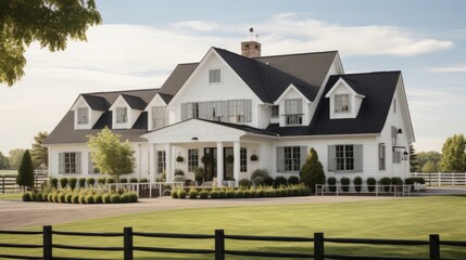A luxury farmhouse in the midwest - obrazy, fototapety, plakaty