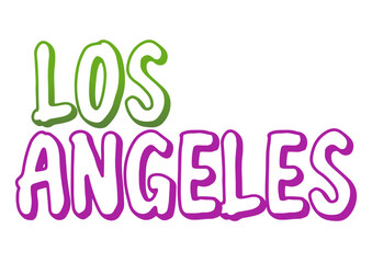 Los Angeles -city ​​name -word - Vector Graphics with hearts - green and pink color -ideal for websites, presentations, greetings, banners, cards, t-shirt, sweatshirt, prints, mug, Sublimation, Cricut