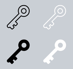 Set of Key icon. Key icon sign symbol in trendy flat style. Key vector icon illustration isolated on gray background