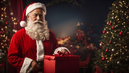 Fototapeta na wymiar Santa Claus on a Christmas Festive Background