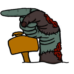 Zombie Hand with Sign board Cartoon Illustration for Halloween