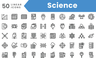 Fototapeta na wymiar Set of linear Science icons. Outline style vector illustration