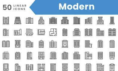 Set of linear Modern icons. Outline style vector illustration