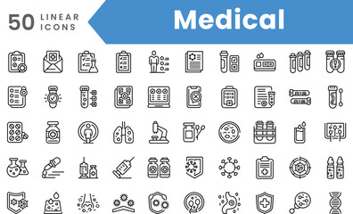 Fototapeta na wymiar Set of linear Medical icons. Outline style vector illustration