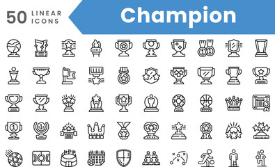 Set of linear Champion icons. Outline style vector illustration