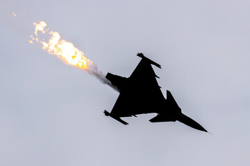 Military fighter jet plane at air base. Airport and airfield. Air force flight operation. Aviation...