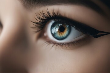 Fototapeta premium Close up detail beautiful female eye macro fashion naturel makeup