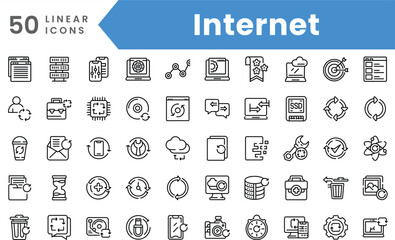 Fototapeta na wymiar Set of linear Internet icons. Outline style vector illustration