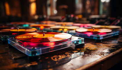 Naklejka premium Vinyl record with copy space, vintage process 