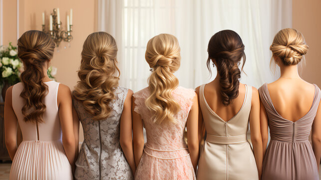 Wedding hairstyles - a group of women and their wedding hairstyles