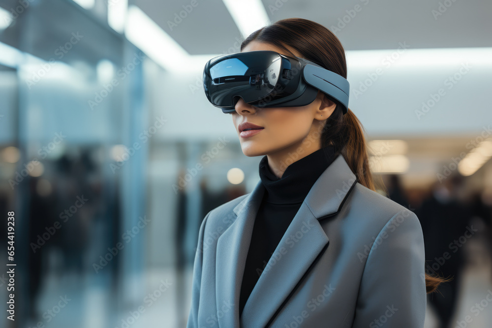Poster a virtual reality shopping experience where users can explore digital malls, interact with virtual s