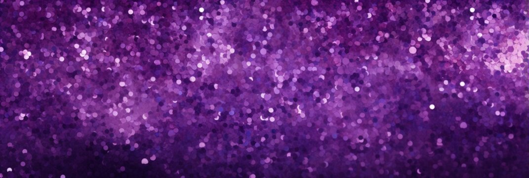 Sparkling purple and  silver background texture, a mesmerizing symphony of glitter, confetti, and grunge, weaving a visual tale with nuanced elements, celebrating vibrant chaos, web banner