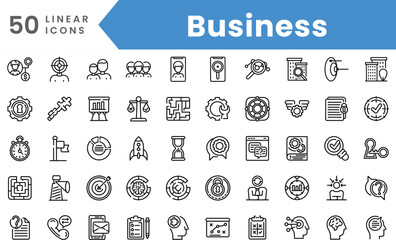 Fototapeta na wymiar Set of linear Business icons. Outline style vector illustration
