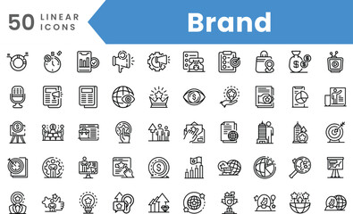 Fototapeta na wymiar Set of linear Brand icons. Outline style vector illustration
