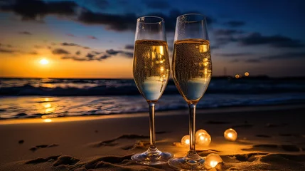 Foto auf Acrylglas Sonnenuntergang am Strand new year on the beach