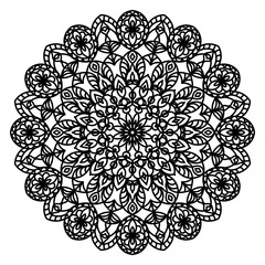 Mandala. Round ethnic ornament. Contour pattern. Openwork ornament.