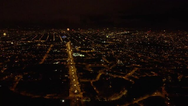 New Years Eve fireworks in Cuenca Ecuador 
seen from an aerial shot