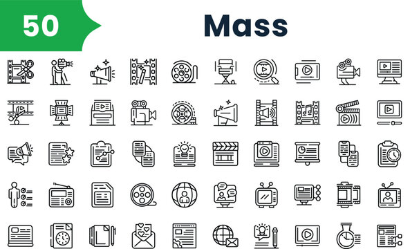 Set of outline mass Icons. Vector icons collection for web design, mobile apps, infographics and ui