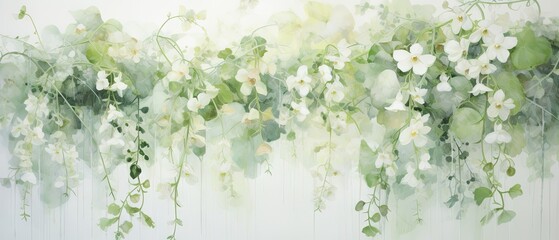 an painting of greenery and flowers hanging Generative AI