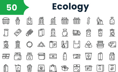 Set of outline ecology Icons. Vector icons collection for web design, mobile apps, infographics and ui