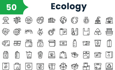 Fototapeta na wymiar Set of outline ecology Icons. Vector icons collection for web design, mobile apps, infographics and ui