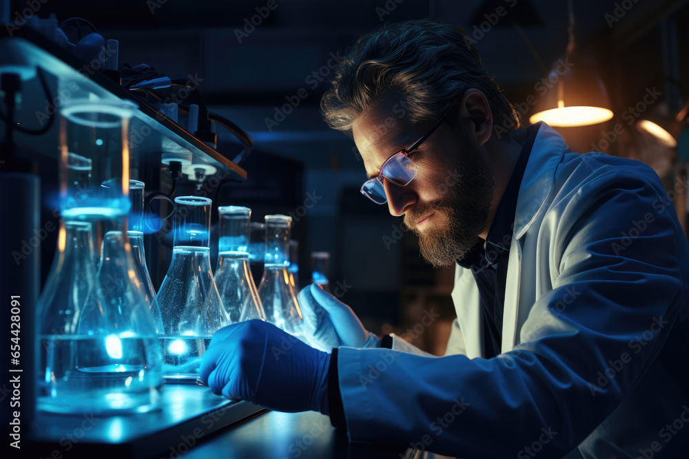 Poster a scientist in a lab developing innovative solutions for harvesting energy from ambient sources. gen