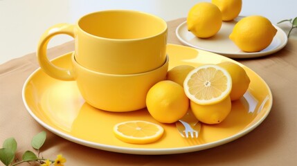 Obraz na płótnie Canvas lemon style dinnerware set