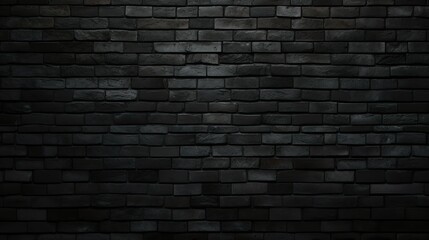 Dark Elegance: Black Brick Wall, Vintage Texture, and Grunge Ambiance for Design, Background