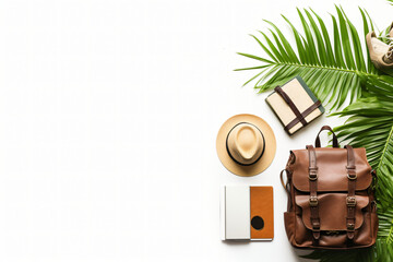 travel supplies isolated on white color background