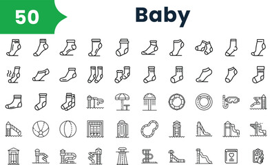 Set of outline baby Icons. Vector icons collection for web design, mobile apps, infographics and ui