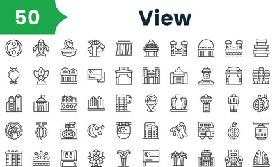 Set of outline view icons. Vector icons collection for web design, mobile apps, infographics and ui