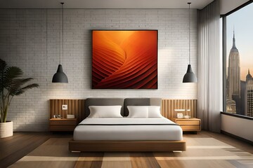 Design orange lamp bed fall home bedroom decor pillow interior modern 