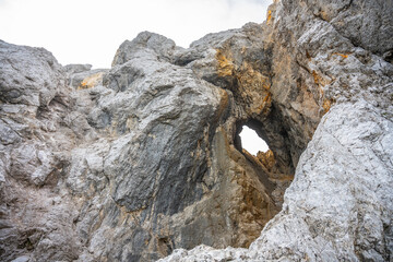 Prisojnik or Prisank Window. The larges rock window in Alps, Triglav National Park, Julian Alps, Slovenia