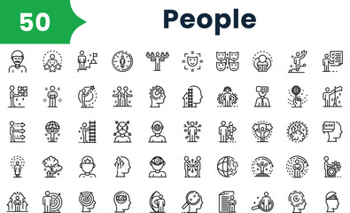 Set of outline people icons. Vector icons collection for web design, mobile apps, infographics and ui
