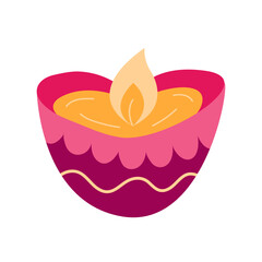 Diwali lamp in heart shape with flame vector illustration