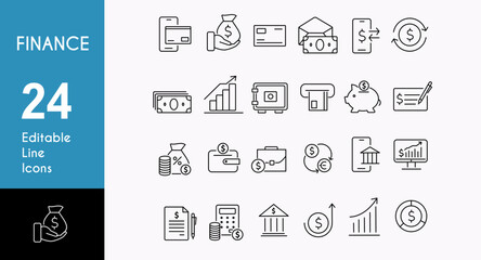 Accounting icon set. Containing financial statement, audit, financial report, invoice. Vector